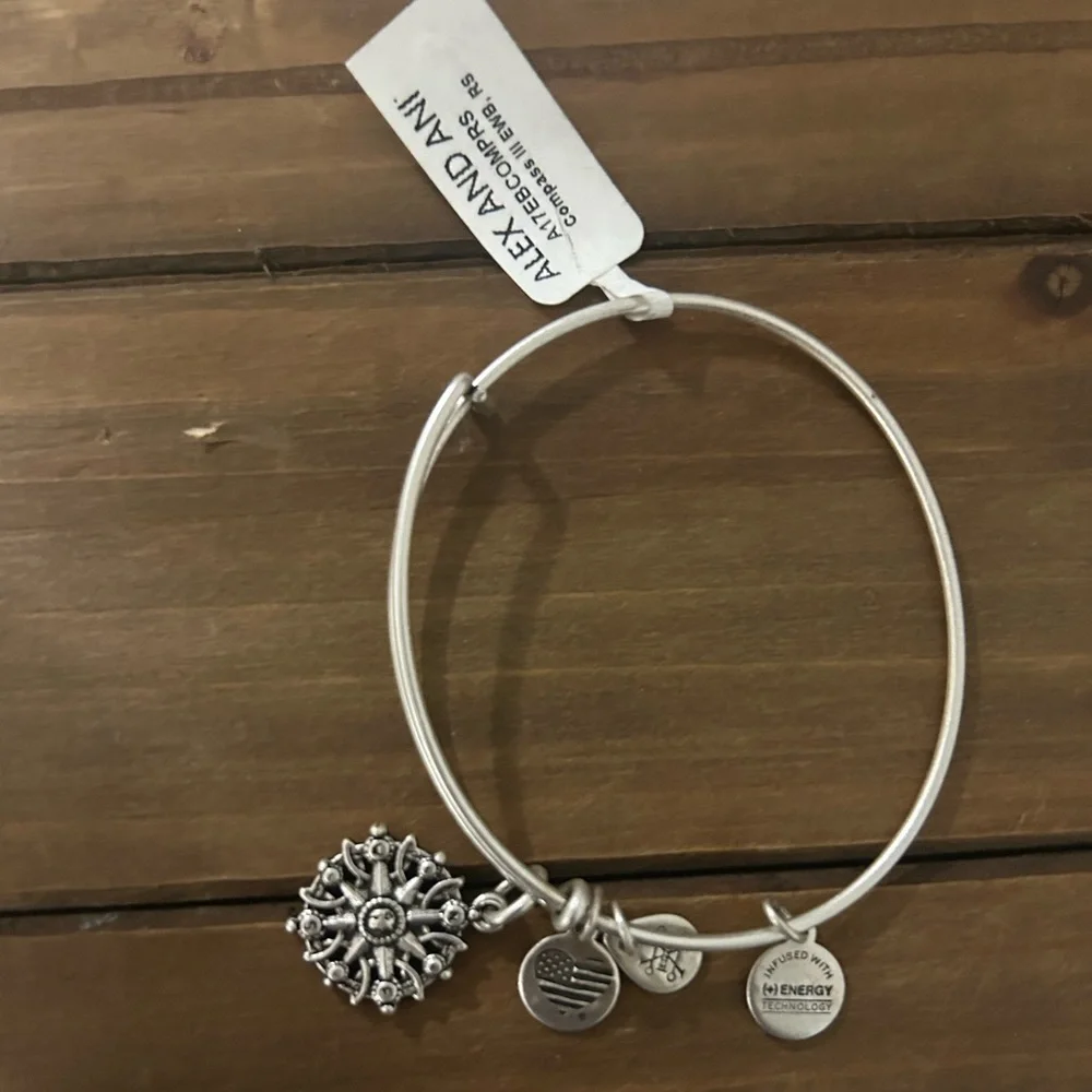 Alex and Ani Compass Silver Charm Bangle Bracelet